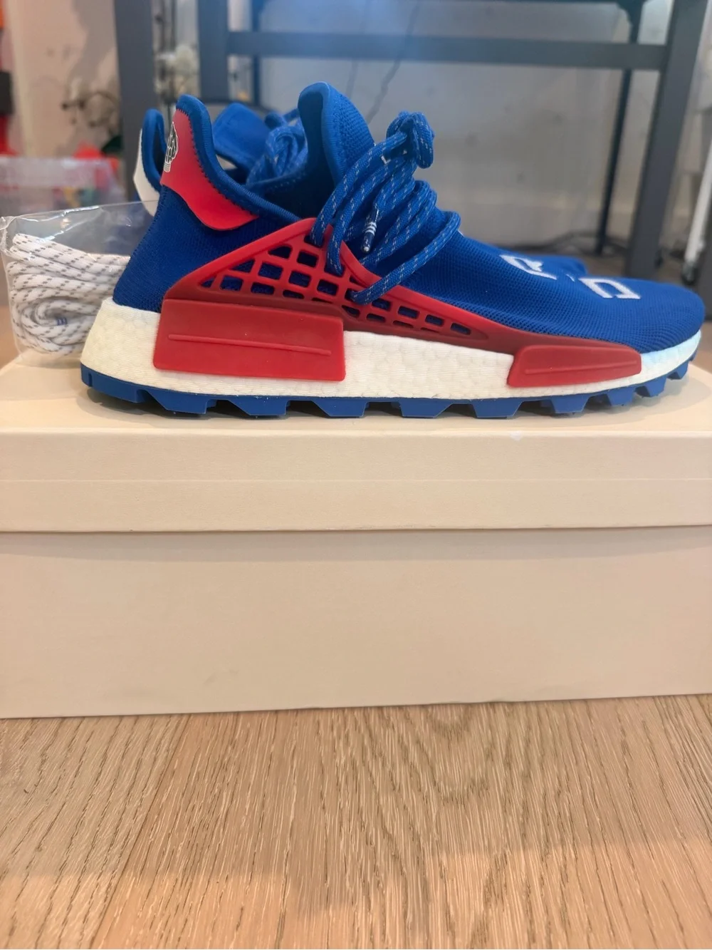adidas Blue and Red Pharrell Williams NMD Sneakers